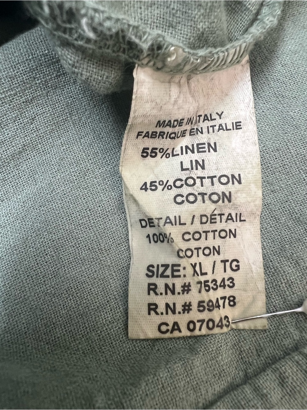 Bella Umbra Sage Green Linen Cotton Tiered Dress Women’s Size XL Italy - Picture 7 of 8